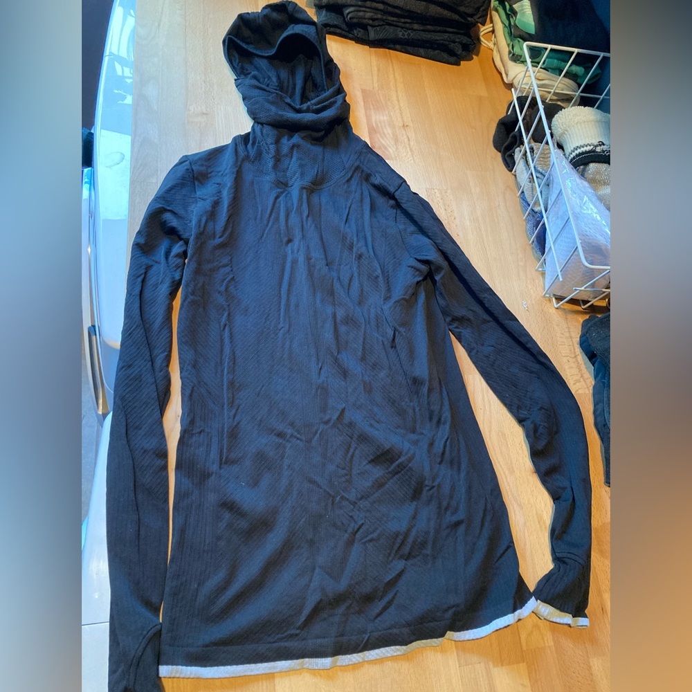 Black Athleta Running Top with Hood